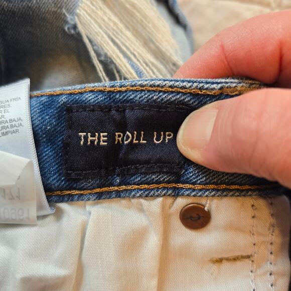 Lucky Brand The Roll Up Jeans Shorts Women's 4 Blue Distressed Festival Beachy - Picture 4 of 8